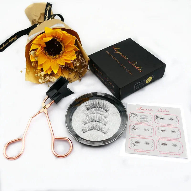 ขนตาปลอม Handmade Magnetic ขนตาปลอมแม่เหล็ก Mink Hair False Eyelashes แม่เหล็ก