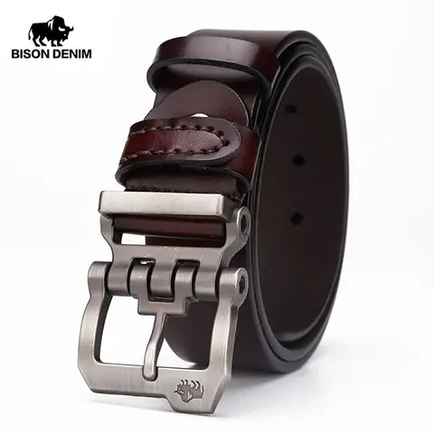 Leather Men’s Belt with Buckle BISON DENIM