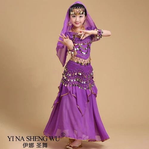 Imagen 1 del producto Conjunto de trajes de danza del vientre para niños y adultos, trajes de danza Oriental, conjunto de danza del vientre para niñas, ropa de danza del vientre egipcia de Bollywood para niños
