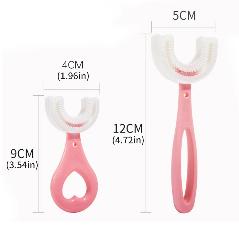 2pcs U-shaped Child Toothbrush With Handle Silicone Child Brush Teeth Oral Care Cleaning Brushes for Kids Ages 2-12 Baby Brush