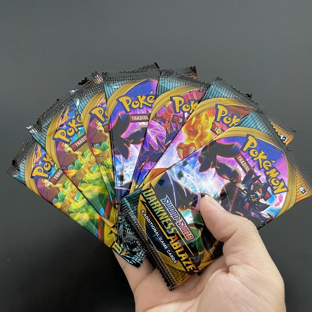 Juego de cartas coleccionables de Pokémon, juego de cartas coleccionables, Darkness Ablaze, Sword & Shield, serie TCG, caja de refuerzo, 36 bolsas,