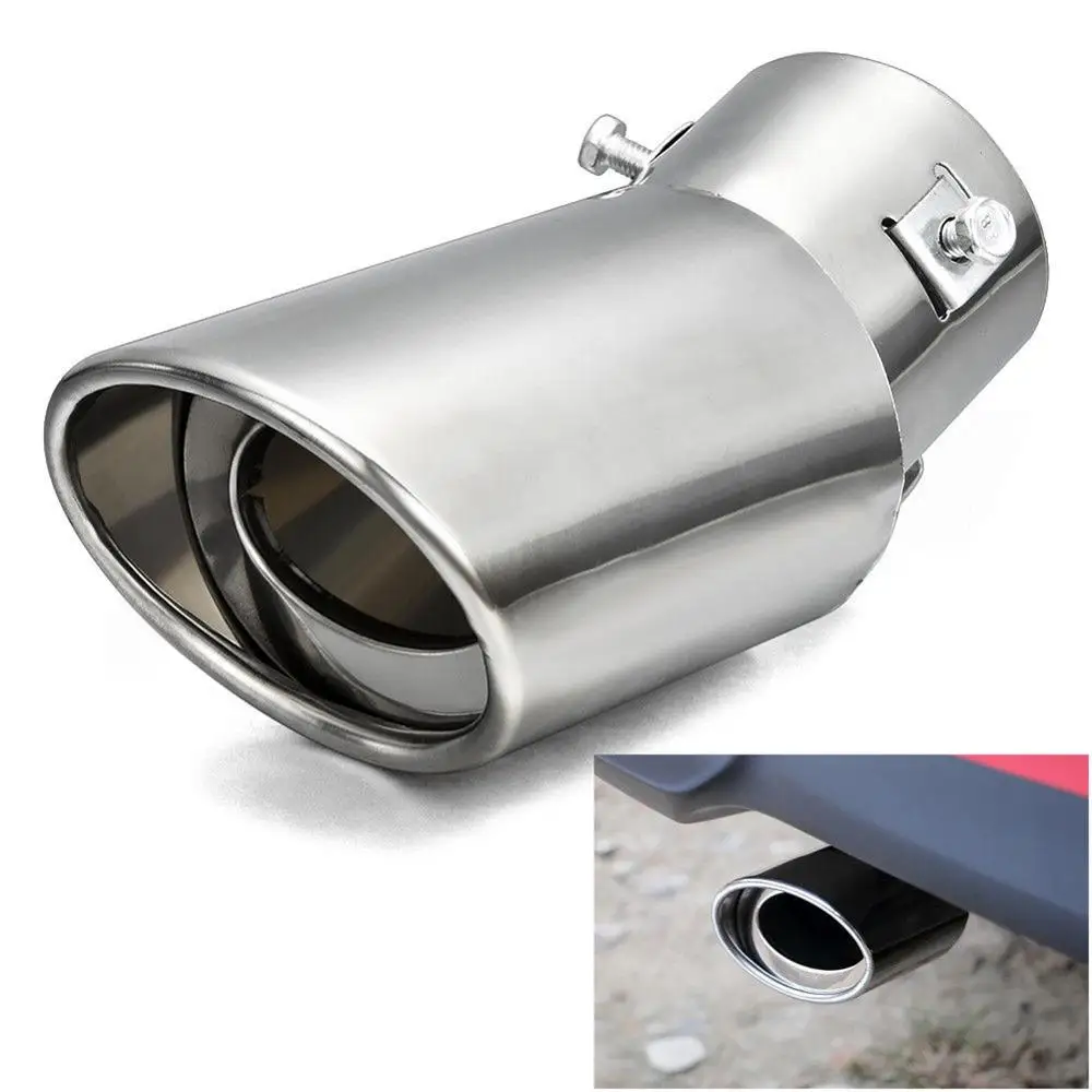 Universal Car Exhaust Muffler Tip Round Stainless Steel Pipe Chrome Exhaust Tail Muffler Tip Pipe Silver