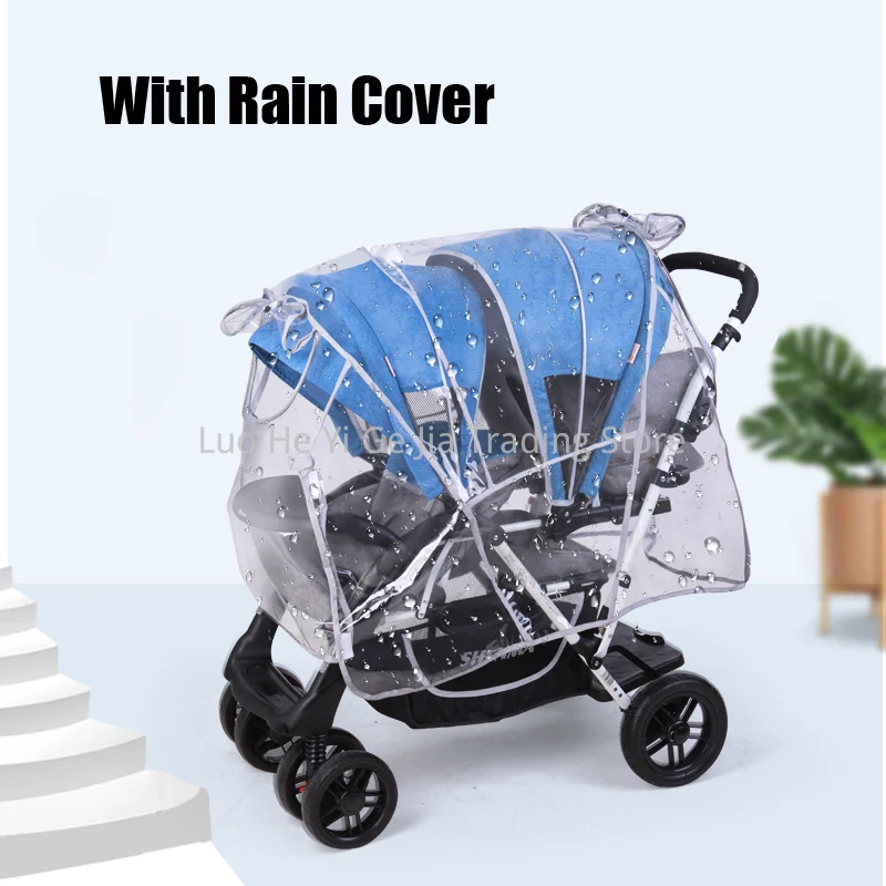 Tweeling Kinderwagen Dubbele Sit N Stand Kinderwagen Met Regen Cover, 4 Kleur Voor Beschikbaar