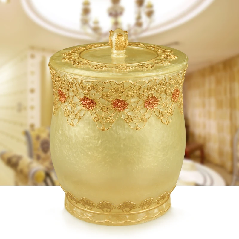 Nordic Trash Bin Dustbin Luxury Resin Waste Bin For Living Room Bathroom Toilet Garbage Bin Storage Bucket