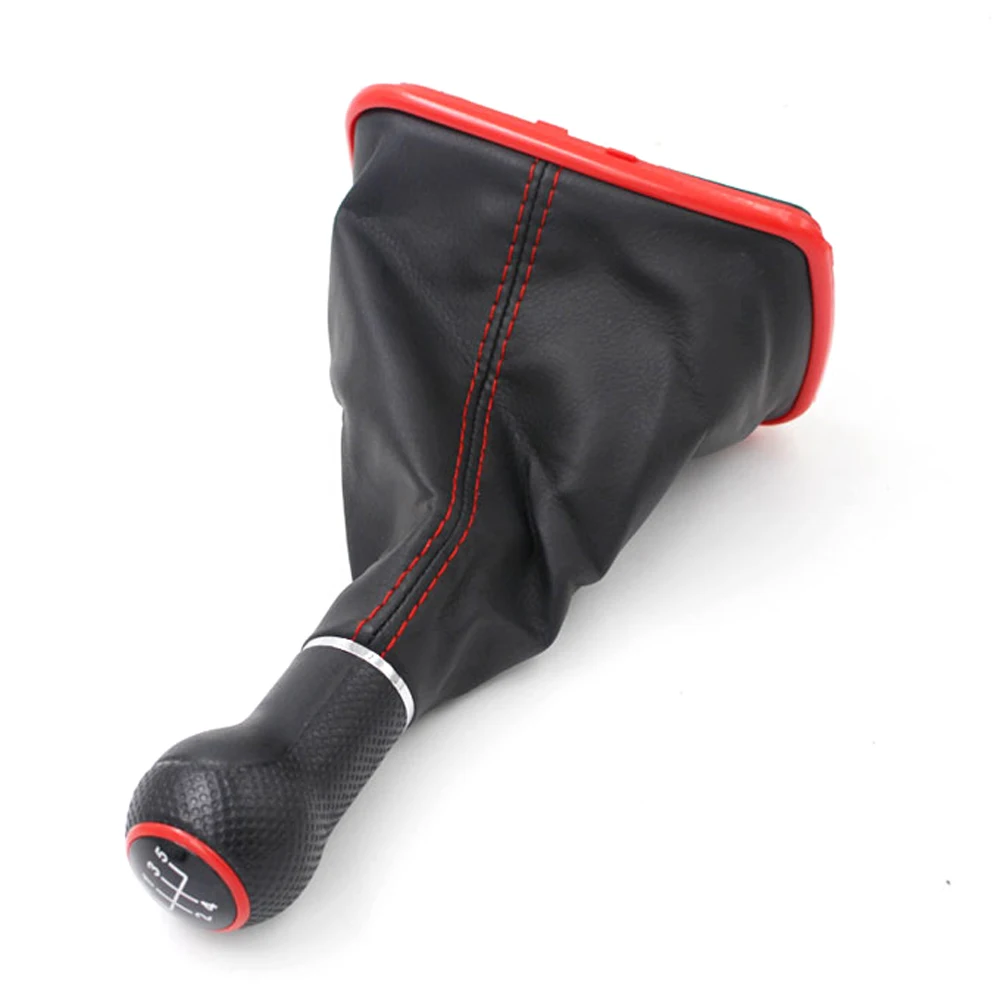 Para Golf 4 Jetta4 MK4 Bora con marco rojo, tapa negra de 23 mm, pomo de cambio de 5 velocidades, pomo de palanca de cambios, accesorios para coche