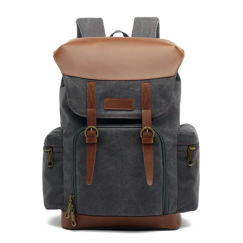 

Vintage Travel Rucksack Canvas Leather Backpack for Men Computers Laptop Back Pack Durable School Knapsack Tote College Satchel