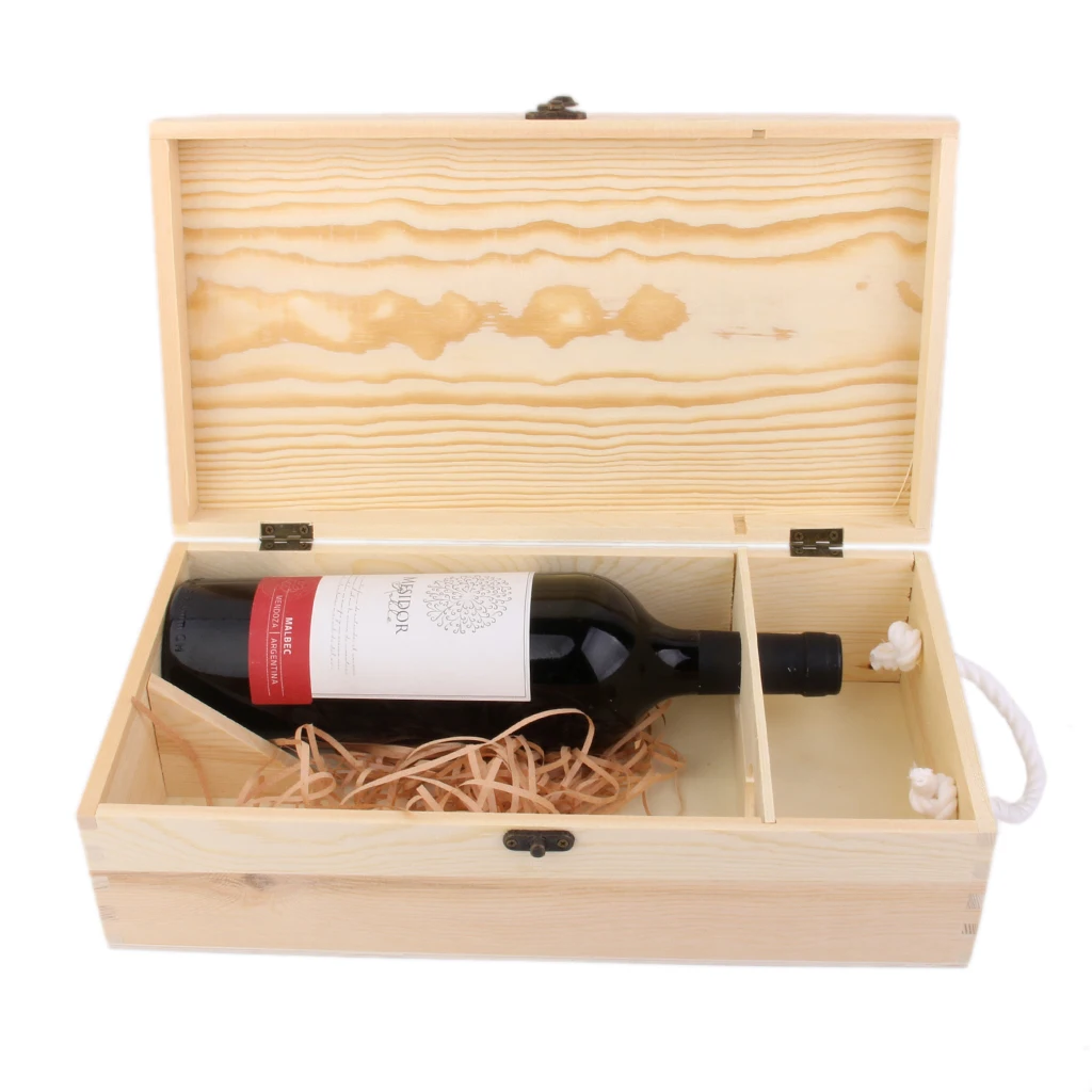 Caja de vino de madera para 2 botellas, caja de embalaje, 35x19x10cm