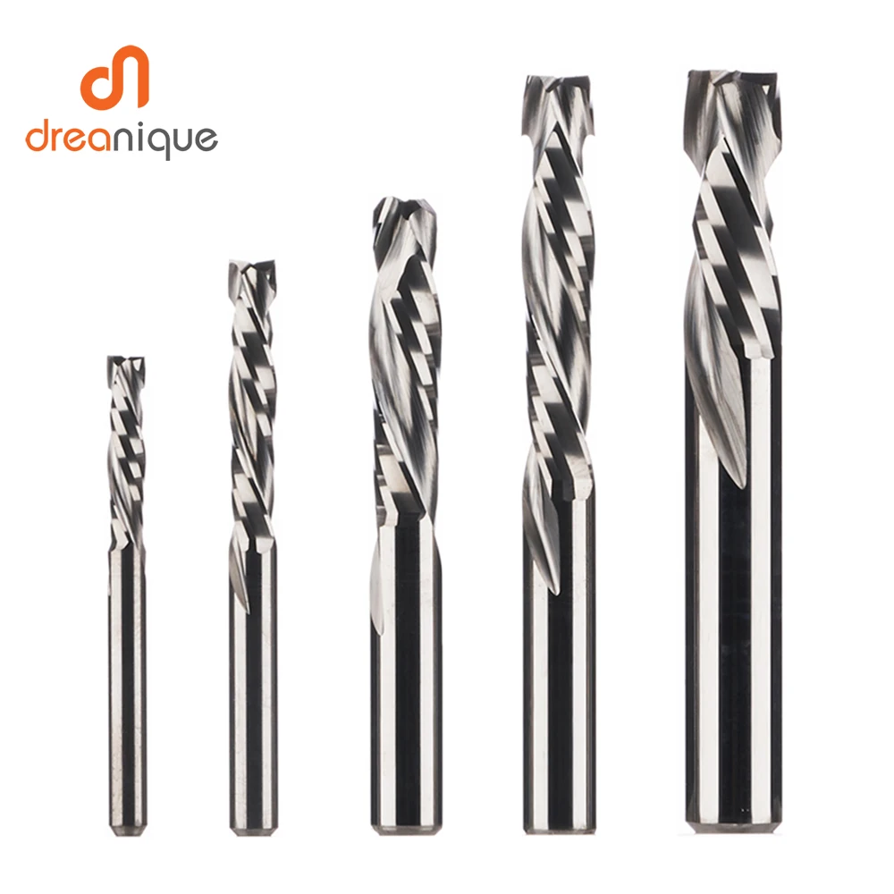 milling cutter woodwork UP & DOWN Cut 2 Flutes Spiral Carbide Milling Tool,  CNC Router, Compression Wood End Mill Cutter Bits