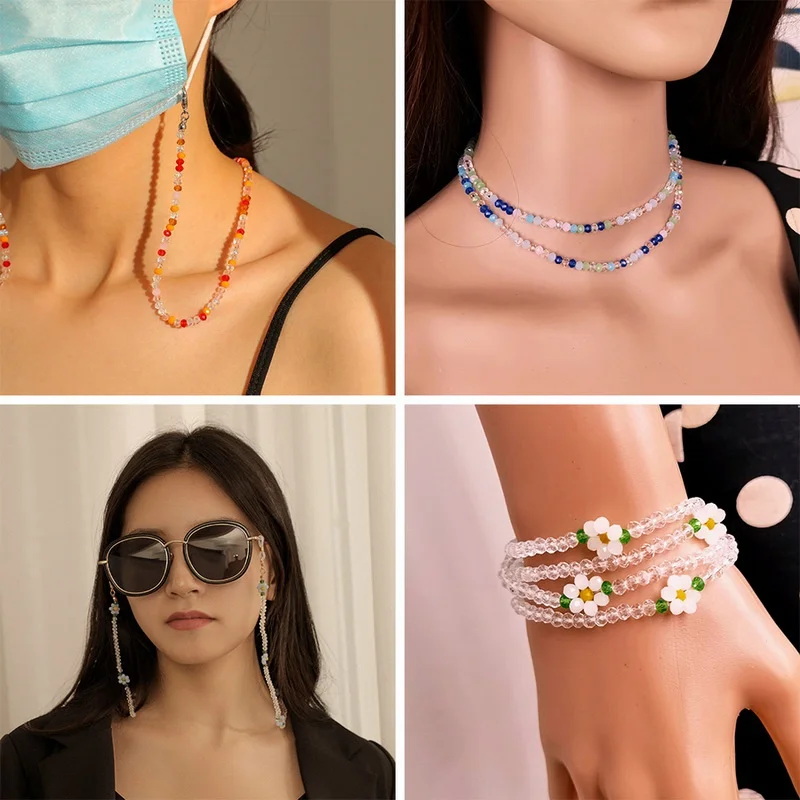 Хрустальные бусины FNecklace цепи очки подвесное украшение уход за кожей лица маска вешалка бусины цепочка для солнцезащитных очков Декор