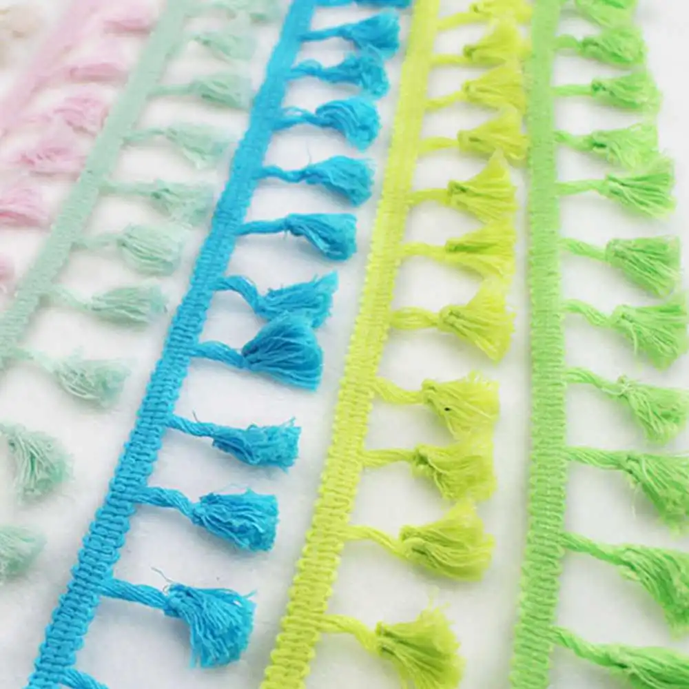 Beatiful 2 Yards Lace Ribbon Tassel Fringe Cotton Ethnic Lace Trim Ribbon Sewing Latin Dress Stage Garment Curtain Decorative Di