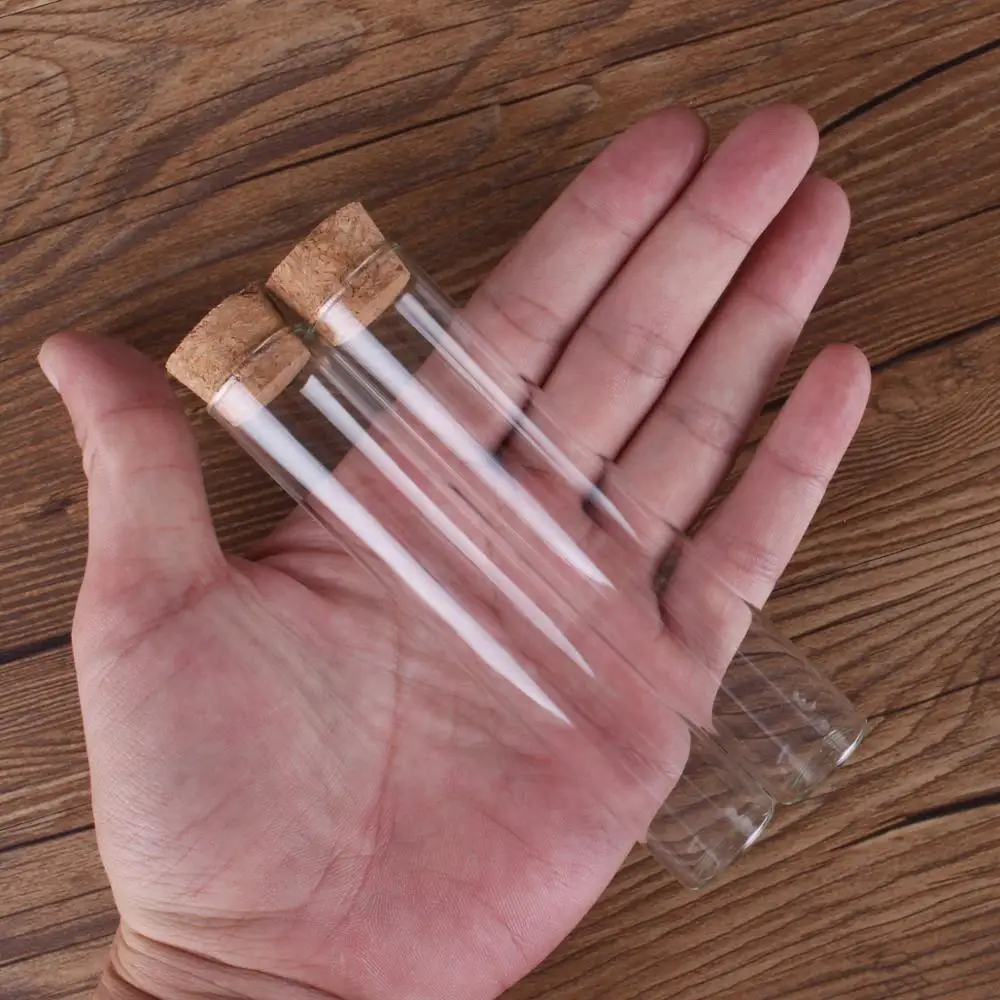 

60 pieces 22*120mm 34ml Glass Tubes Glass Bottles Test Tubes with Cork for DIY Craft