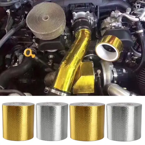 1 Pc อลูมิเนียมฟอยล์ความร้อน Barrier ความร้อนสะท้อนแสงกาวความร้อนป้องกันอุณหภูมิสูงเทปผ้าพันแผล (ทอง/เงิน)