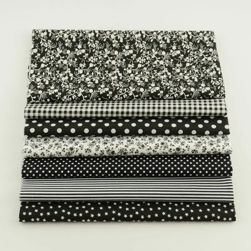 Booksew 100% Cotton 7 Pcs/ Lot Jelly Roll Dark Different Color Set Fabric Flowers Dots Stripes Quilting Textile Quilting