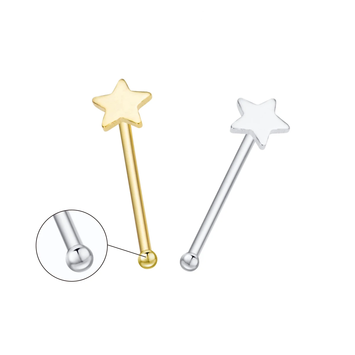 20Pcs 925 Sterling Silver Small Cute Star Shape Nose Piercing Stud Pircing Nariz Percing Nez