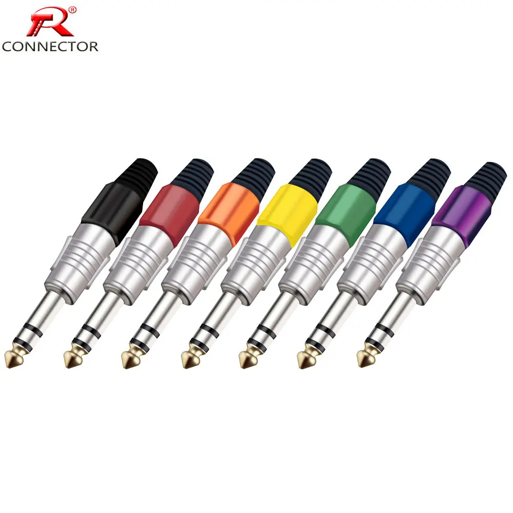 8pcs jack 6.35mm connector stereo 6.35 amplifier microphone plug 6.35mm jack plug 6.5mm connector stereo audio plug jack