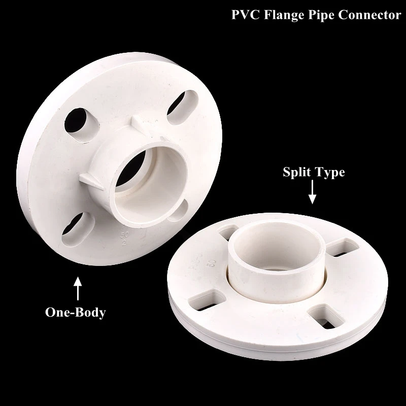 

20~160mm PVC Flange Pipe Connector Aquarium Fish Tank Watering Irrigation Water Tube Joint One-Body/Split Type Hardware Fittings