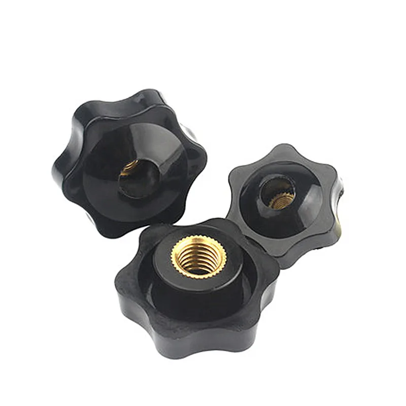 M4/M5/M6/M8/M10/M12 black nut rubber head knob nut manual plummer nut brass thread with and without hole