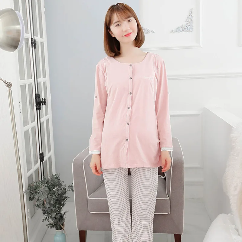 Pregnancy dream into spring and summer pregnant women routine lactation clothes home gown pajamas maternity set