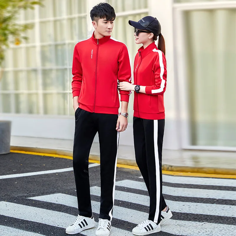 women tracksuit men sportswear couples casual jogger running athletic outfit set zip up jacket sweatshirt+sweatpant sport suit