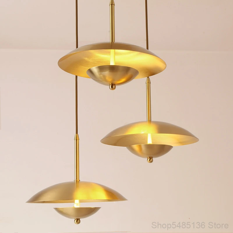 

Nordic Brass Pendant Lights Vintage Industrial Lamp Restaurant Bar Hanging Lamps Study Room Living Room Kitchen Light Fixtures