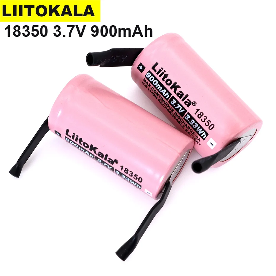 1-40 قطعة Liitokala ICR 18350 900mAh 8A بطارية ليثيوم قابلة للشحن 3.7 فولت أسطواني مصباح السجائر الإلكترونية + ورقة النيكل