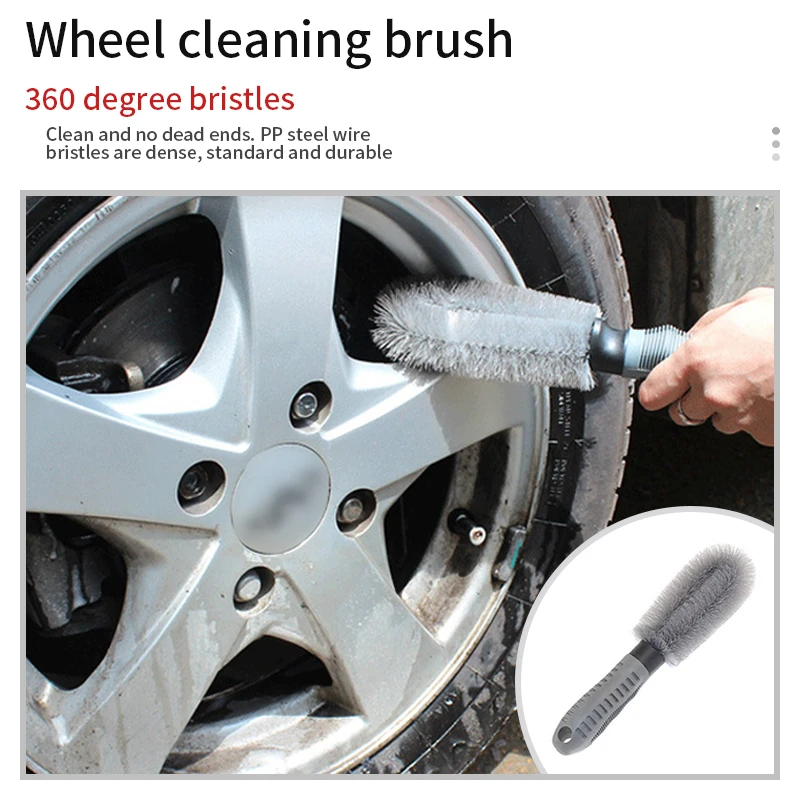 SEAMETAL Car Wheel Brush Tire Cleaning Brushes Tools Car Rim Scrubber Cleaner Duster Motorcycle Truck Wheels Car Detailing Brush