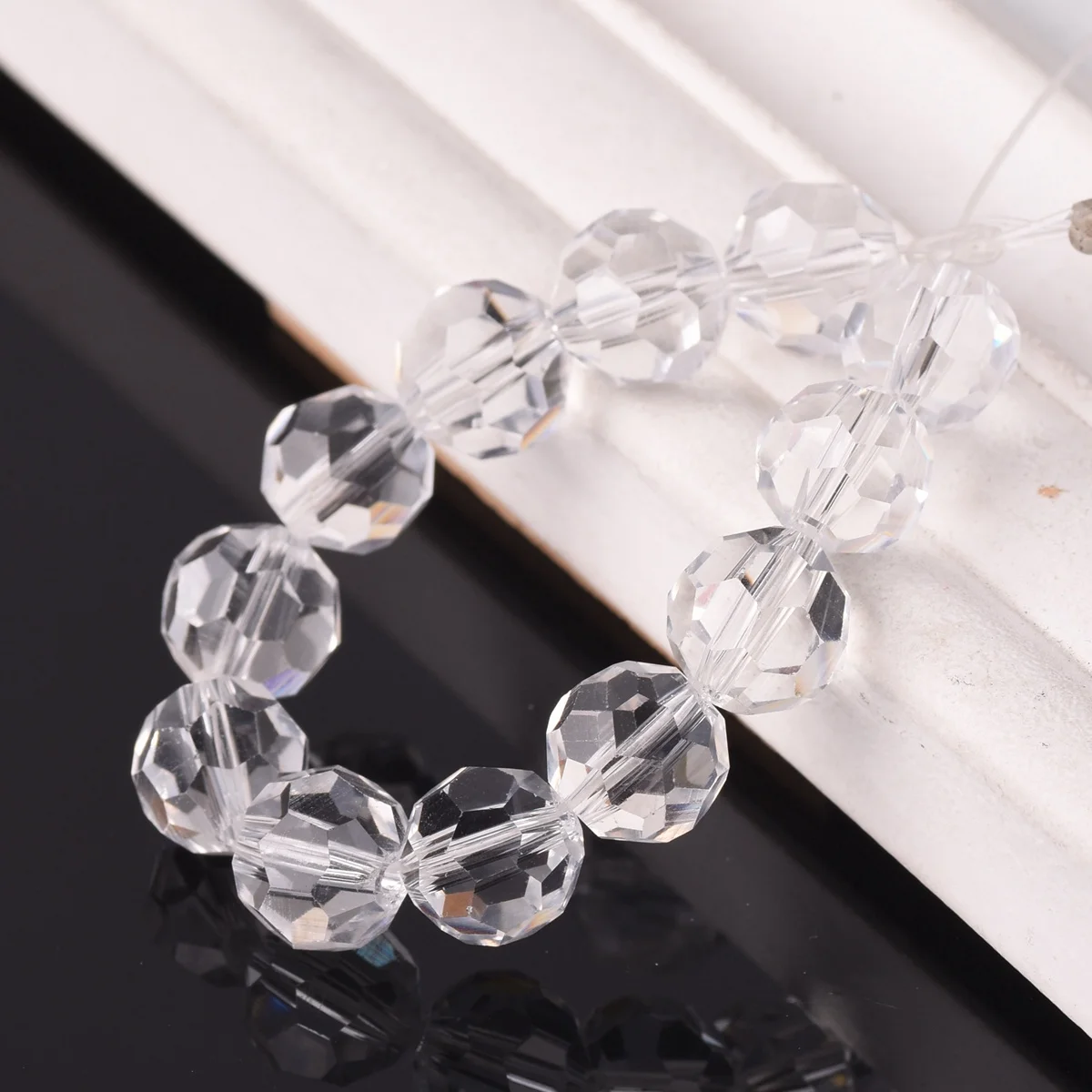 Clear Crystal Glass Faceted 10mm 12mm Round 32 Facets Loose Crafts Beads for Jewelry Making DIY