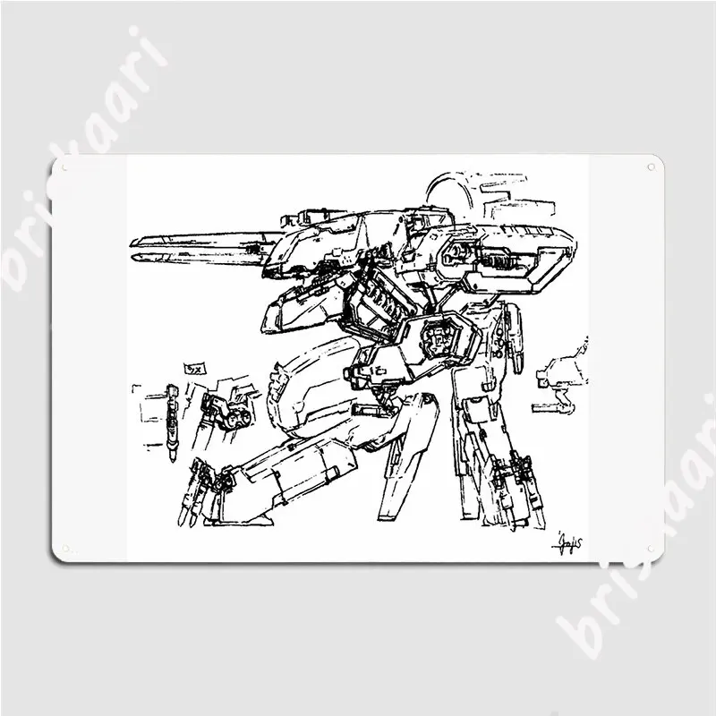 Metal Gear Solid Mg Rex Sketch 1 Metal Sign Wall Cave Home Customize Plaques Tin Sign Poster