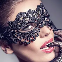 Black Party Mask for Women Hollow Lace Masquerade Blindfold Face Masks Princess Prom Party Props Costume Graduation