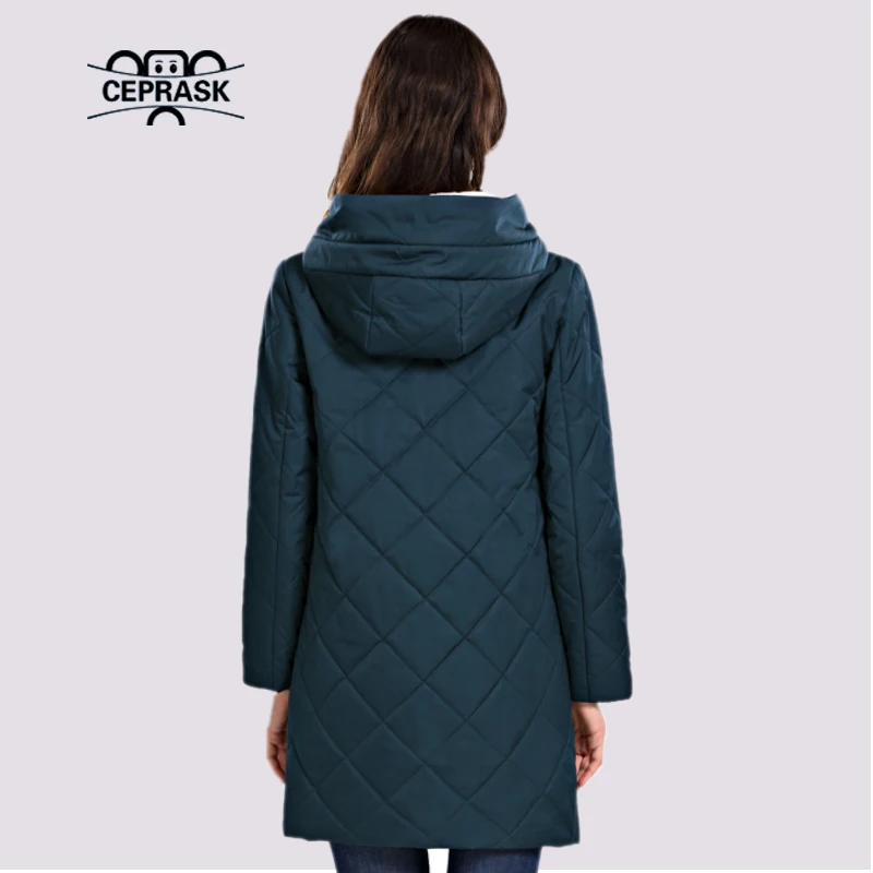 CEPRASK 2023 Spring Autum Jackets Women Long Outerwear Female Parka Hooded High Quality Warm Thin Cotton Coats New Padded