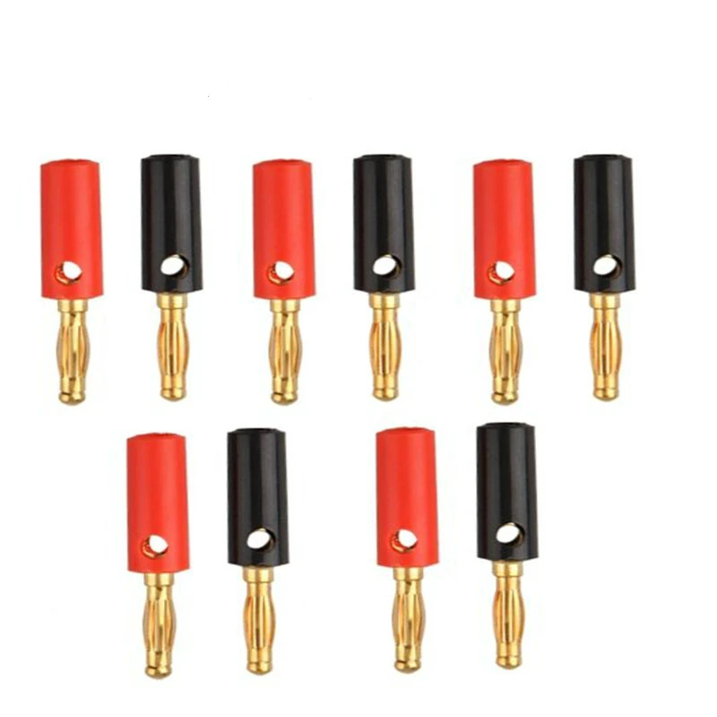 5/10 pairs AMASS Gold Plated 4.0MM Banana Plug Connector Red Black Audio Speaker Wire Cable Banana Connector Charger Adapter