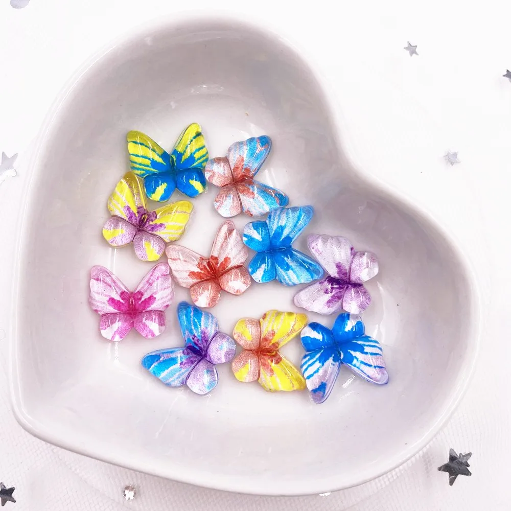 New Mix Resin 10/15/19mm Colorful Butterflies Flat Back Rhinestone Appliques DIY Wedding Scrapbook Craft