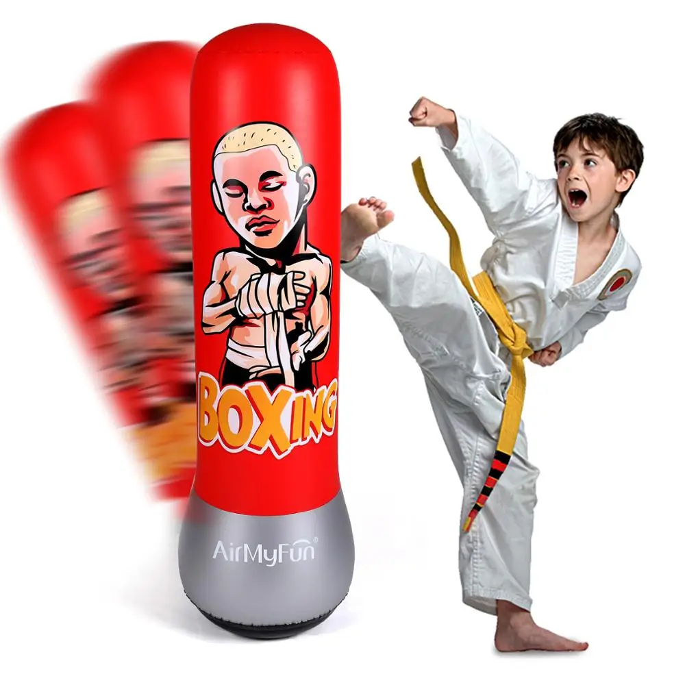 AirMyFun Inflatable Boxing for Adults & Kids, 150cm Red Punching Bags Fit for Keep Fit, PVC Inflatable Toys for Gifts