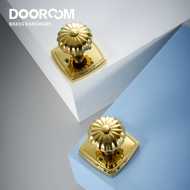 Dooroom Privacy Deurslot Set Shiny Gold Pvd Keyless Knop Badkamer Slaapkamer Klink Pompoen Zoals