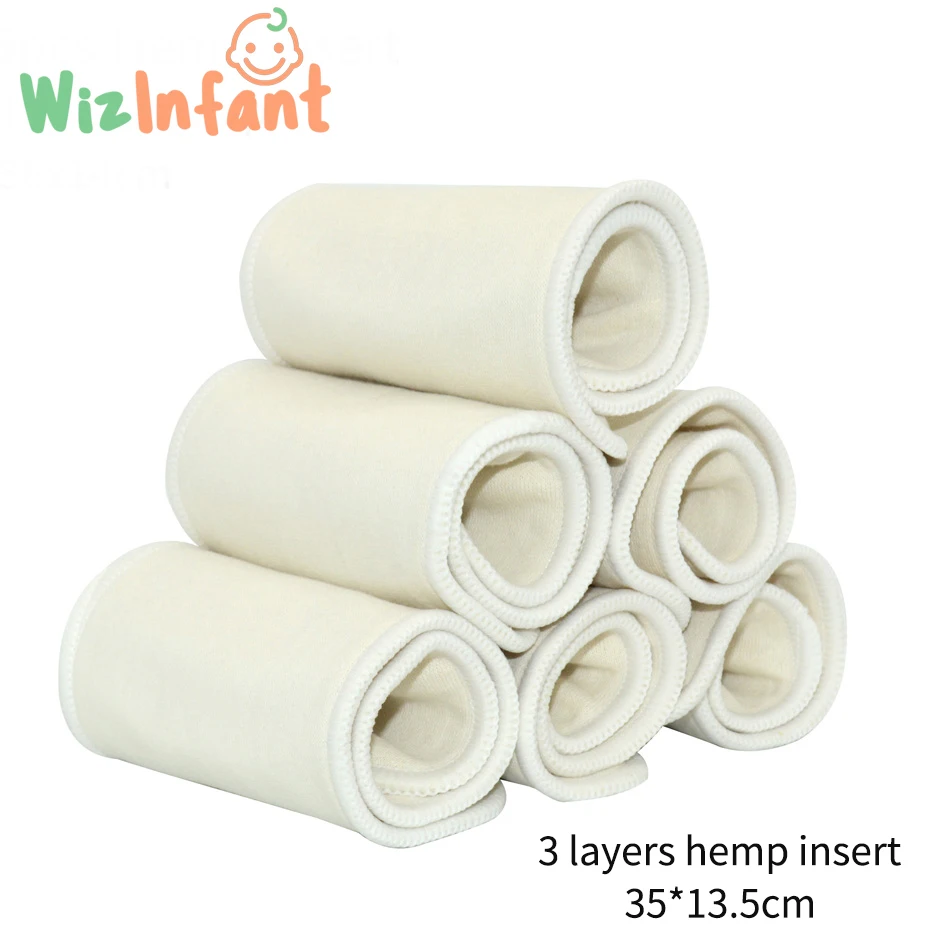 WizInfant  5 /10pcs 3layers Hemp Cotton Diaper Insert, Nappy pad, Booster for Onesize Cloth Diaper Pocket Diaper 36x14cm