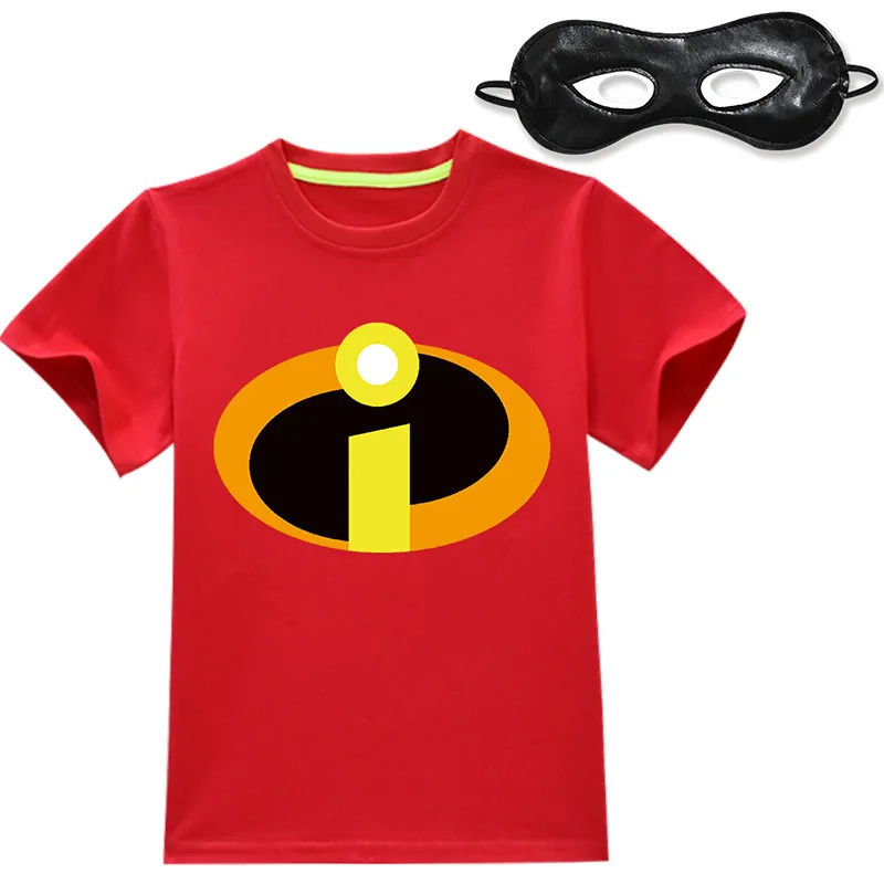 Summer Boys Cosplay Mr. Incredible 2 Clothes Toddler Kids Cloak Eye mask Short Sleeve T-shirts Children Teen Tops Sets Clothing