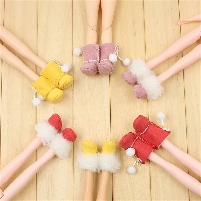 ICY DBS Blyth doll Snow boots colorful pink red yellow bow plush shoes toy anime doll winter boots