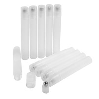 10pcs 10ml  White Plastic Essential Oil Roller Bottles with Glass Roller Balls Aromatherapy Perfumes Lip Balms Roll On Bottles