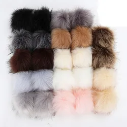 10cm Raccoon Fur Pompoms for Knitted Winter Hat Cap Real Fox Pom Poms For Beanies Scarves Real Fur Pompons