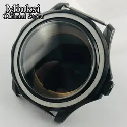 Miuksi 41mm black PVD watch case sapphire glass fit NH35 NH36 NH34 ETA2824 2836 Miyota8215 821A Mingzhu DG2813 3804 movement