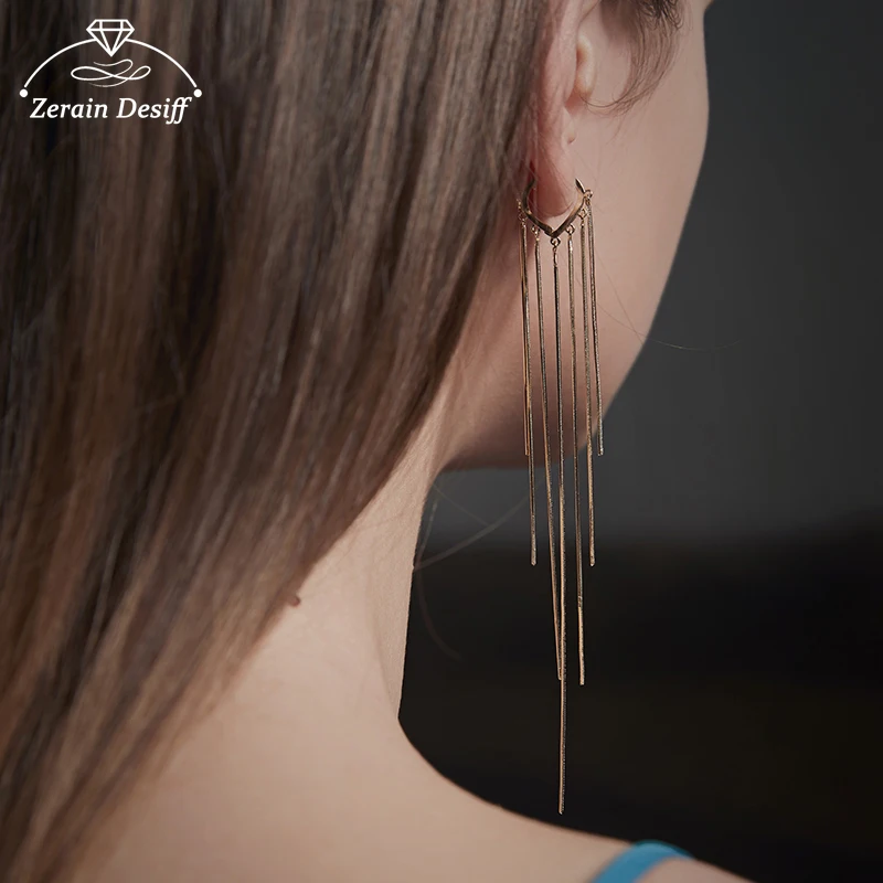 

Earrings 2021 new trendy long style fringed line earrings female temperament simple ear buckle super fairy face thin earrings