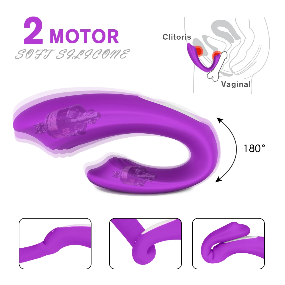 Female Vagina Vibrators Clitoris Anal Dual Stimulate U Type Vibrating Masturbator Wireless Remote Sex Toys for Women Adult Goods