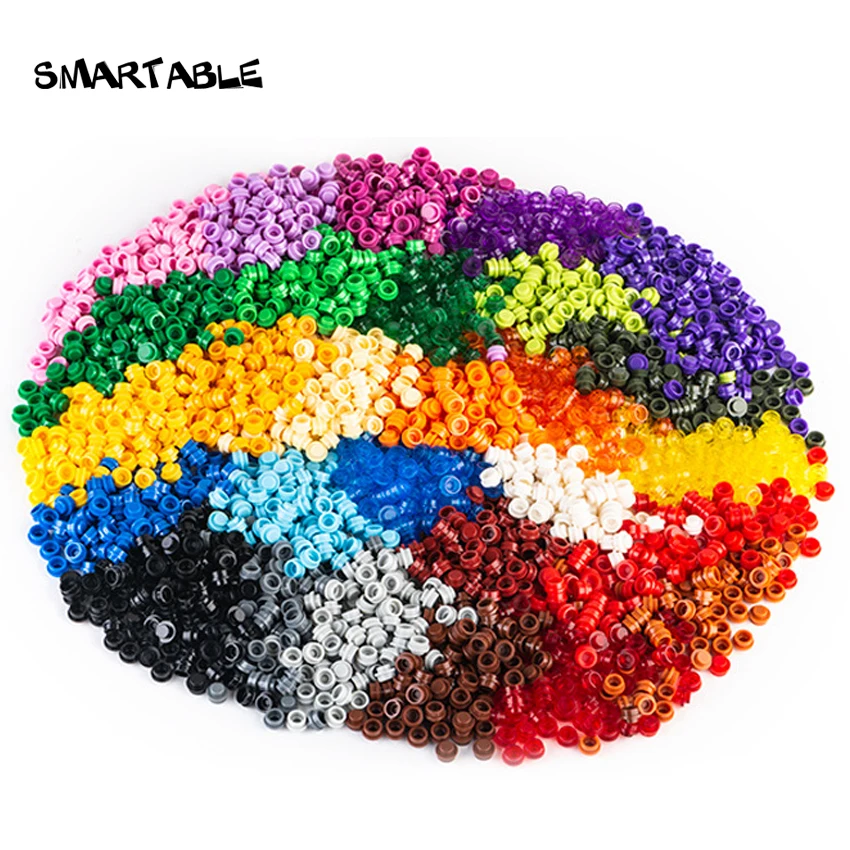 Smartable Plate 1x1 Round 41 Colors Building Block Parts Mosaic Toy For Kid Pixel Art Portrait Lights Compatible 6141 950pcs/lot