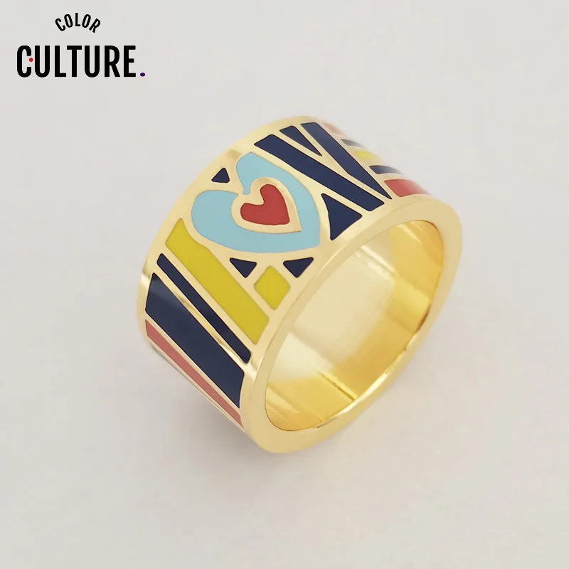 Enamel  Rings for Women Colour  Clothing Model Gold-Color Jewelry  Wholesale