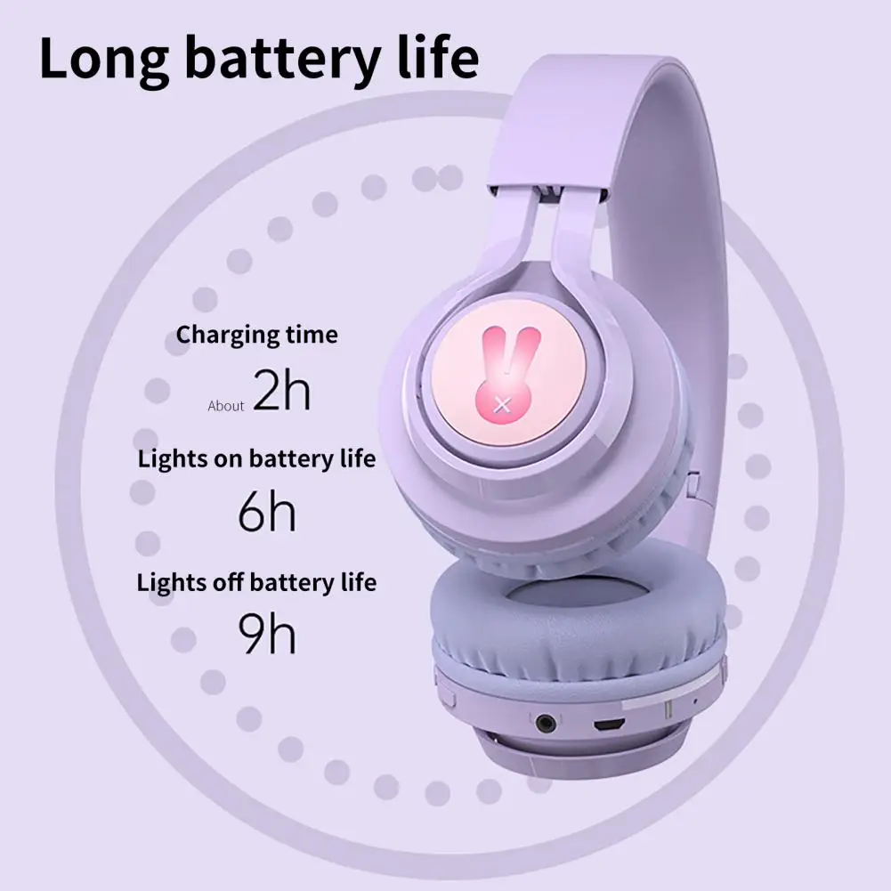 Children Wireless Headphone Purple Pink HiFi Hearing Bluetooth compatible5 0 Portable Children Headset Gift Earpiece