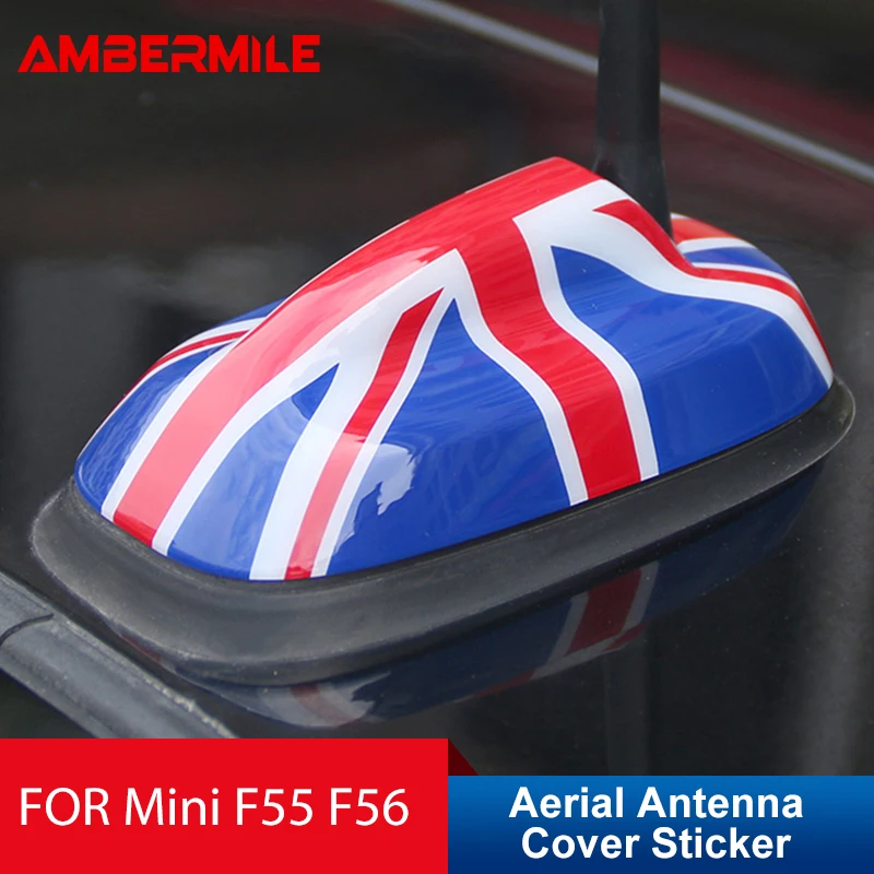 

AMBERMILE Union Jack for Mini Cooper F55 F56 Accessories for Mini F56 F55 JCW ABS Car Aerial Antenna Cover Housing Case Sticker