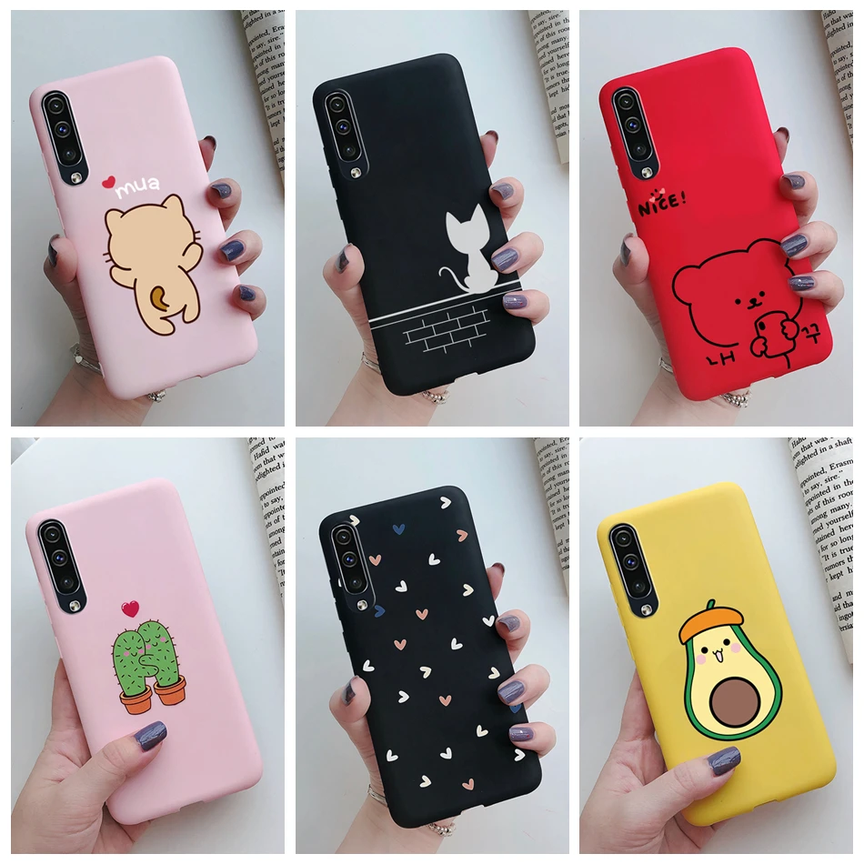 Love Heart Case For Samsung Galaxy A20 A30 A40 A50 A70 A20E Silicone Case Cute Cat Cactus Phone Cover Galaxy A20S A30S A50S Case