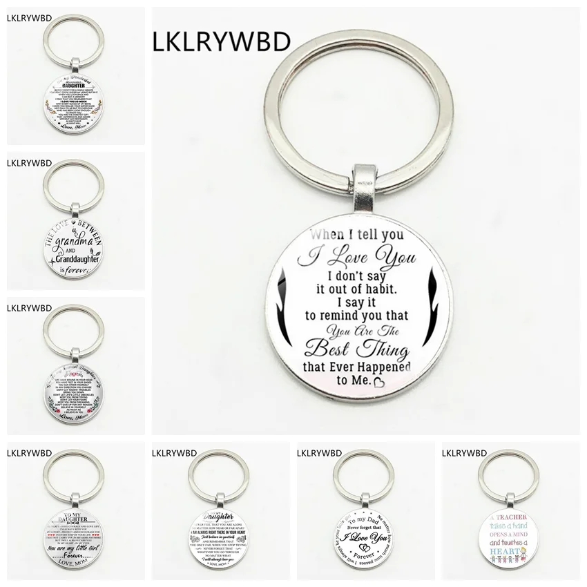 

LKLRYWBD/ New Mother's Love for Her Daughter Fashion Fashion Keychain Key Ring Jewelry Pendant Convex Glass Keychain