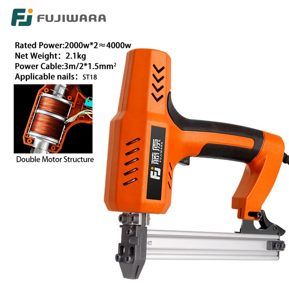 FUJIWARA Electric Nailer ST18 Steel Nail Gun Dual Motor Nailer