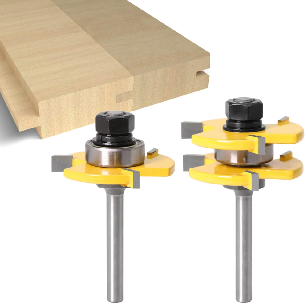 2 Chiếc 6Mm 1/4 "8Mm 12Mm 1/2" Vít Chung Hội Router Bit Bộ Lưỡi & rãnh T-Khe Cắm Dao Phay Cho Đồ Gỗ Cắt